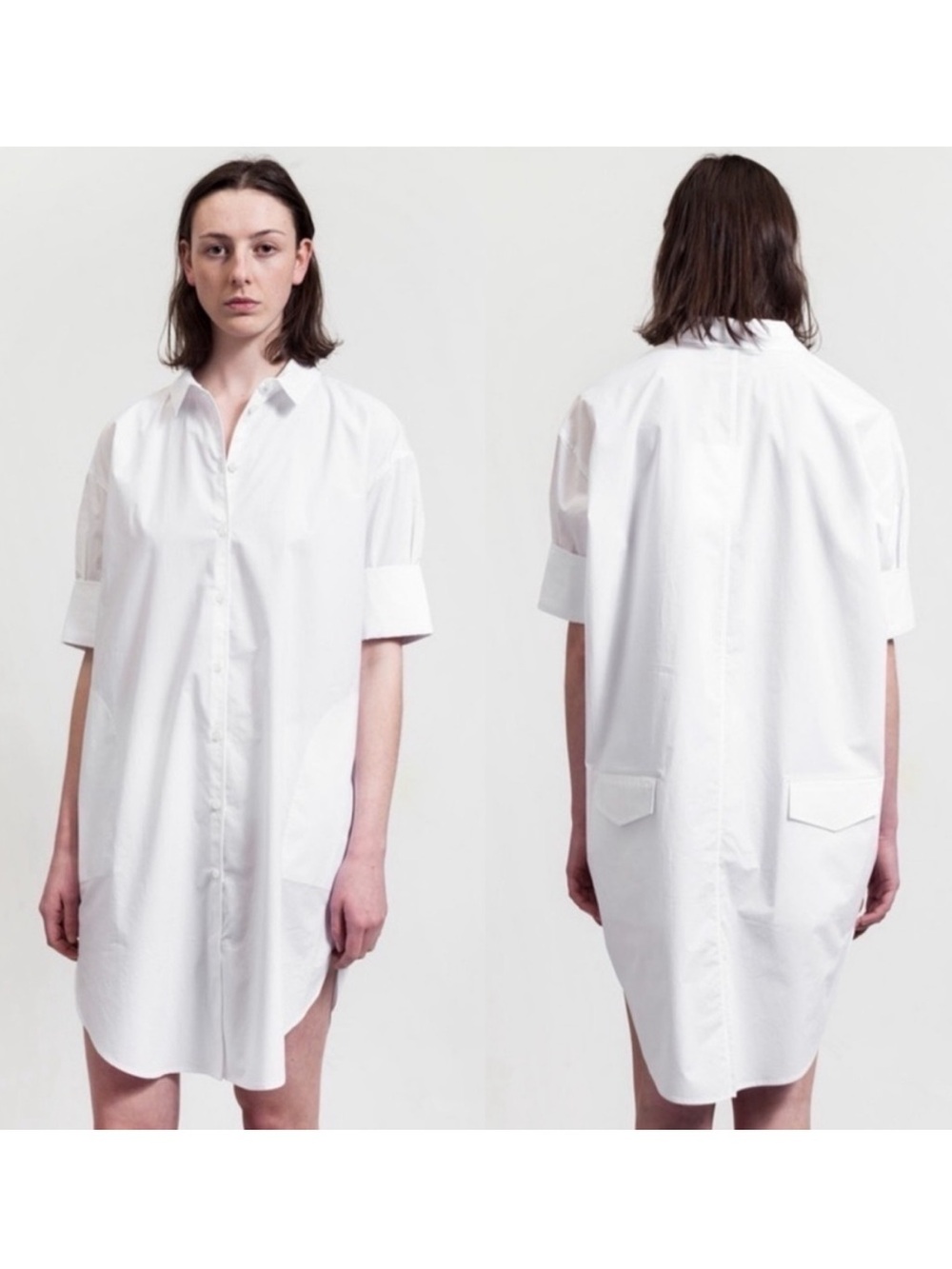 Acne Studios Lash Tech Oversized White Poplin Shirt Dress EU 38